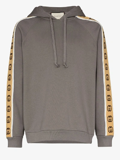 Shop Gucci Logo Tape Hoodie In Grey