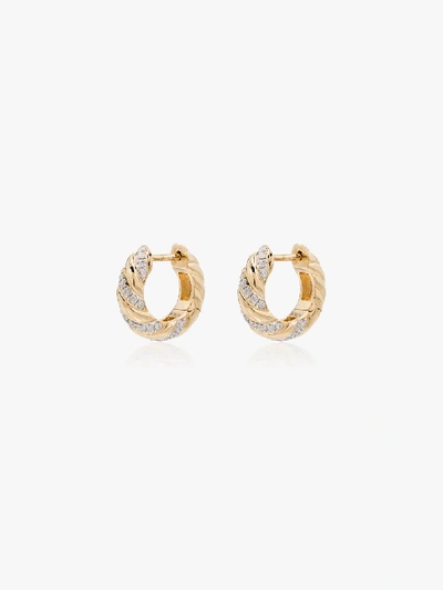 Shop Yvonne Léon 18k Yellow Gold Striped Diamond Hoop Earrings