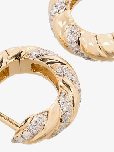 Shop Yvonne Léon 18k Yellow Gold Striped Diamond Hoop Earrings