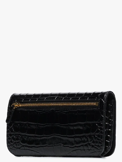 Shop Balenciaga Black Bb Mock Croc Phone Bag