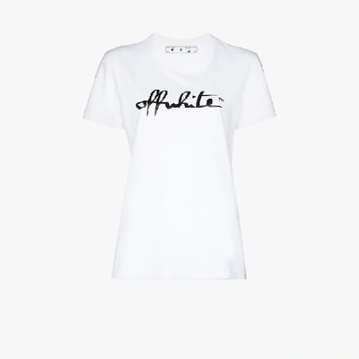 Off-white Script Logo Print T-shirt In White
