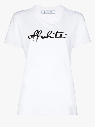 Off-white Script Logo Print T-shirt In White
