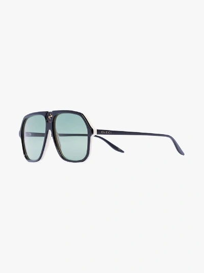Shop Gucci Black Aviator-style Sunglasses