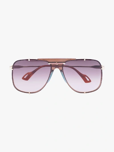 Shop Gucci Brown Gradient Aviator Sunglasses