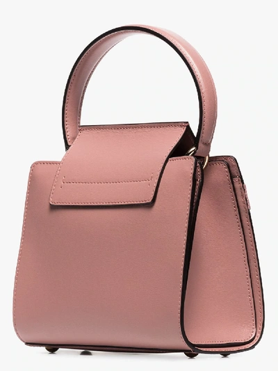 Shop Ferragamo Pink Vara Top Handle Leather Mini Bag