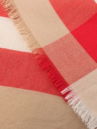 Shop Burberry Beige And Red Vintage Check Cashmere Scarf In Neutrals