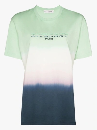 Shop Givenchy Tie-dye Logo Cotton T-shirt In Blue