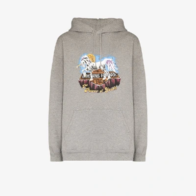 Shop Vetements Magic Unicorn Print Hoodie In Grey