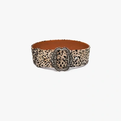 Shop Etro Brown Leopard Print Waist Belt