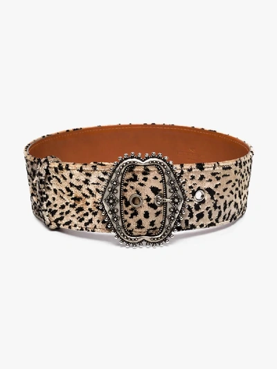 Shop Etro Brown Leopard Print Waist Belt