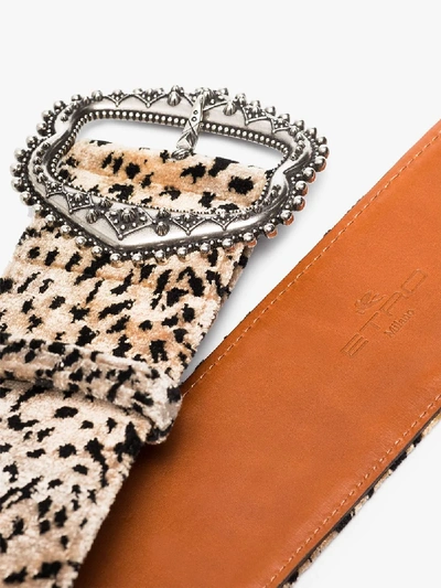 Shop Etro Brown Leopard Print Waist Belt
