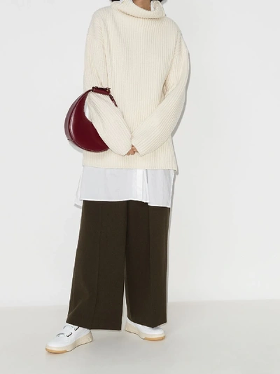 Shop Joseph Oversized Wool Turtleneck Sweater In White