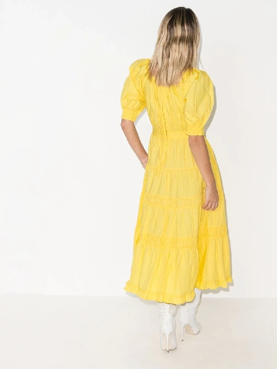 Shop Ulla Johnson Colette Puff Sleeve Cotton Dress In Yellow