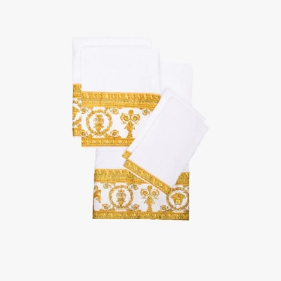 Shop Versace White Baroque Towel Set