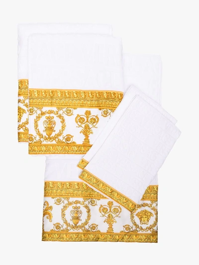 Shop Versace White Baroque Towel Set