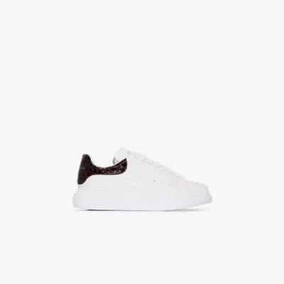 Shop Alexander Mcqueen White And Brown Oversized Sneakers