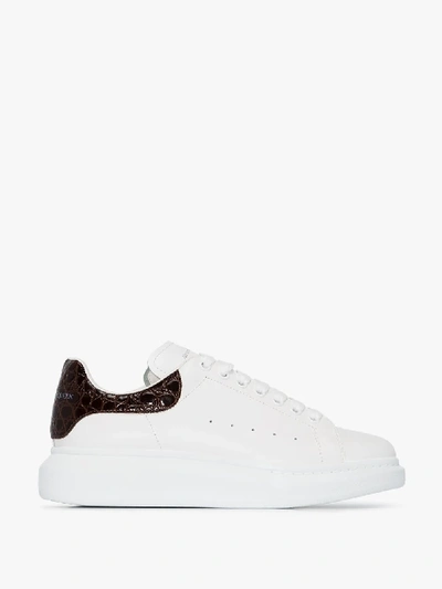 Shop Alexander Mcqueen White And Brown Oversized Sneakers