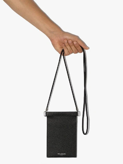 Shop Maison Margiela Black Leather Shoulder Bag