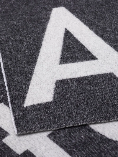 Shop Acne Studios Grey And White Toronty Logo Scarf