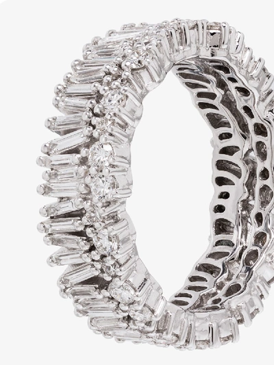 Suzanne Kalan 18k White Gold Fireworks Short Stack Diamond Ring In Metallic