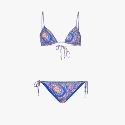 Shop Etro Paisley Print Bikini In Blue
