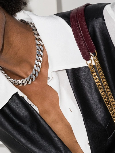 Shop Saint Laurent Silver Tone Curb Chain Necklace