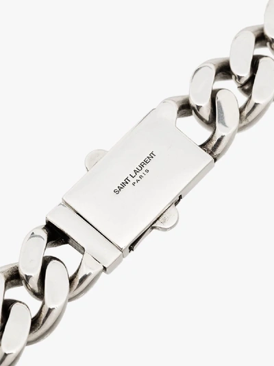 Shop Saint Laurent Silver Tone Curb Chain Necklace
