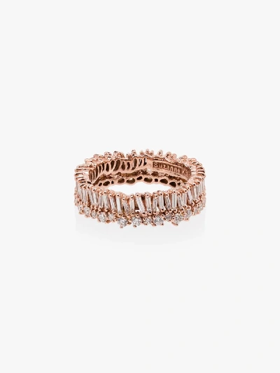 Suzanne Kalan Short Stack 18kt Rose Gold Diamond Eternity Ring In Metallic