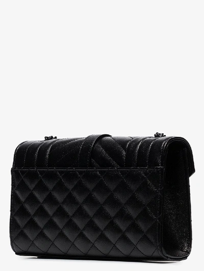 Shop Saint Laurent Black Envelope Quilted Leather Cross Body Bag