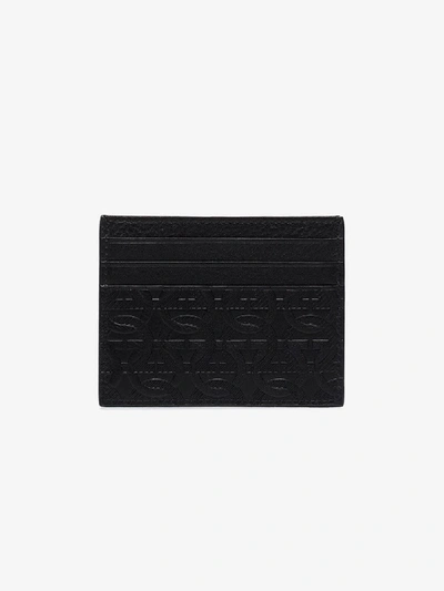 Shop Ferragamo Black Embossed Leather Card Holder