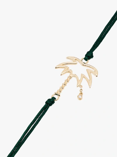 Shop Yvonne Léon 9k Yellow Gold Palm Tree Diamond Bracelet In Green