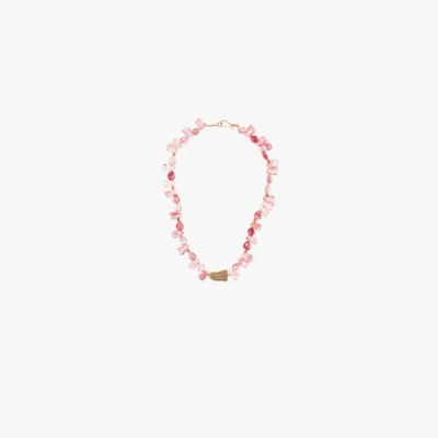Shop Apples & Figs Gold-plated Sea And Shell Quartz Necklace In Pink
