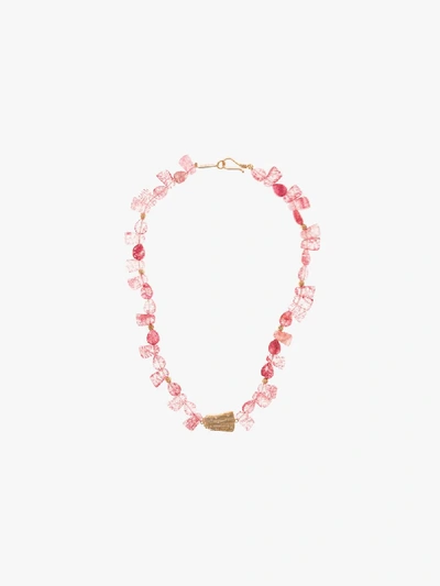 Shop Apples & Figs Gold-plated Sea And Shell Quartz Necklace In Pink