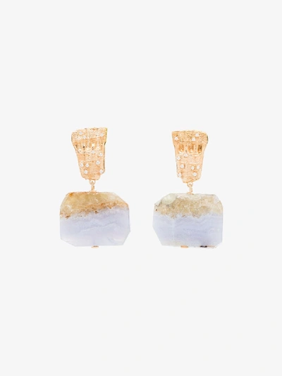 Shop Apples & Figs Gold-plated Sunset Hues Agate Earrings In Metallic