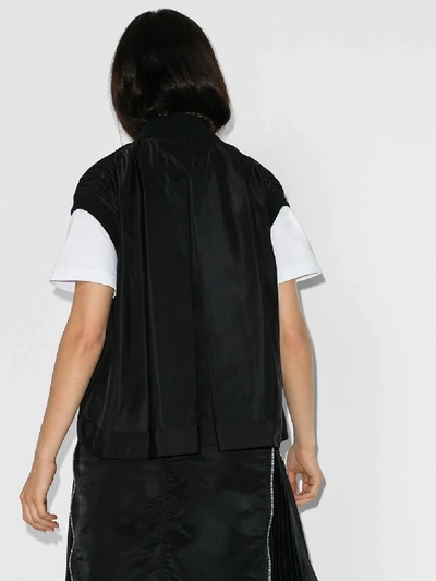 Shop Sacai Short Sleeve Shell Bomber Jacket In Black