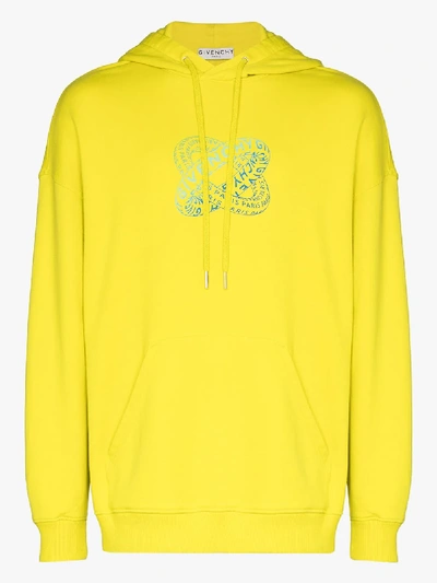 Shop Givenchy Yellow Infinity Logo Cotton Hoodie