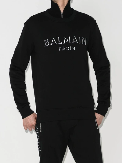 Shop Balmain 3d Effect Logo Sweatshirt In Black