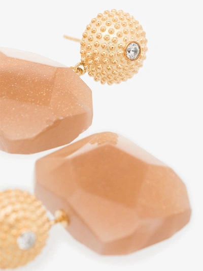 Shop Apples & Figs Gold-plated Moonstone Peachy Sunset Earrings In Pink