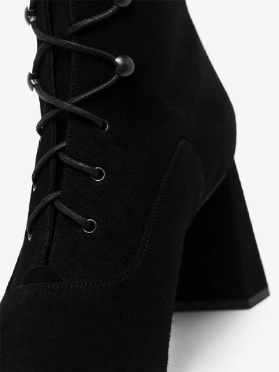 Shop By Far Claude 80 Lace-up Suede Ankle Boots In Black
