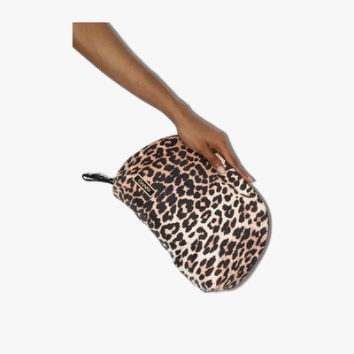 Shop Ganni Multicoloured Leopard Print Makeup Bag In Black