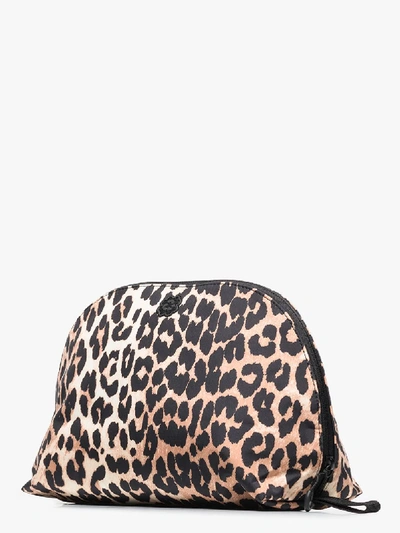 Shop Ganni Multicoloured Leopard Print Makeup Bag In Black