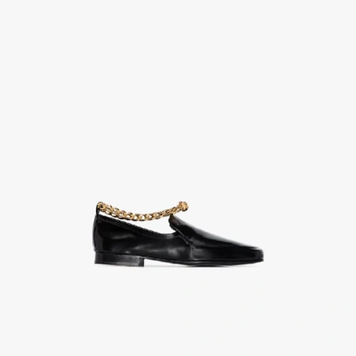 Shop By Far Nick Chain Leather Loafers In Black