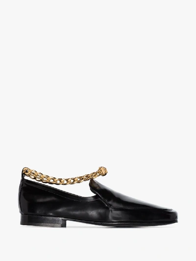 Shop By Far Nick Chain Leather Loafers In Black