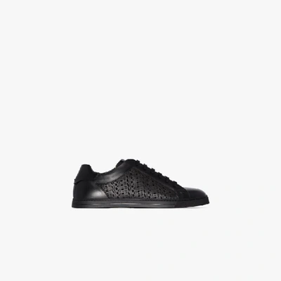 Shop Fendi Logo Cut Out Sneakers In Black