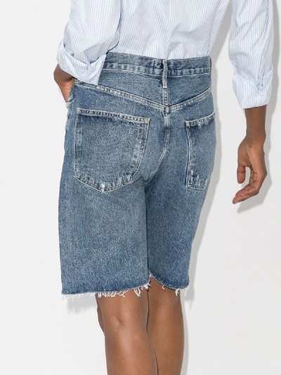 Shop Agolde '90s Frayed Denim Shorts In Blue