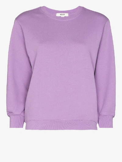 Shop Agolde Thora Cropped Sleeve Sweatshirt In Purple