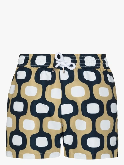 Shop Frescobol Carioca Ipanema Print Swim Shorts In Yellow