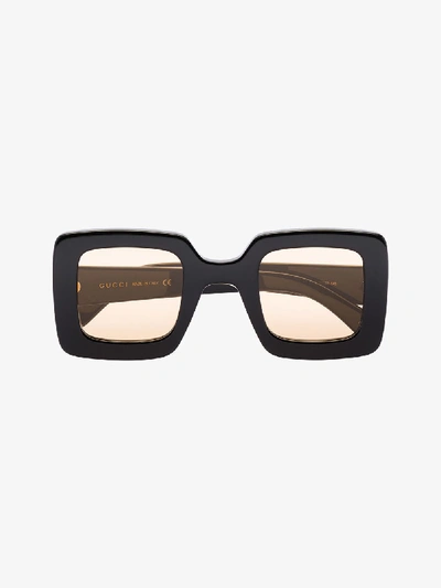 Shop Gucci Black Square Frame Sunglasses