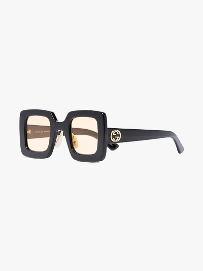 Shop Gucci Black Square Frame Sunglasses