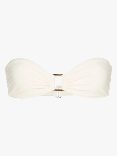 Shop Anemone Tortoiseshell Ring Bandeau Bikini Top In White